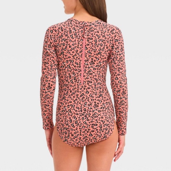Girls' Leopard Spots One Piece Rash Guard - Picture 3 of 5